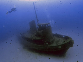 The wreck of the tugboat Rozi in Malta