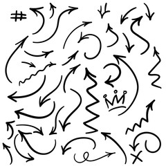 Hand drawn arrow set, vector illustration graphic
