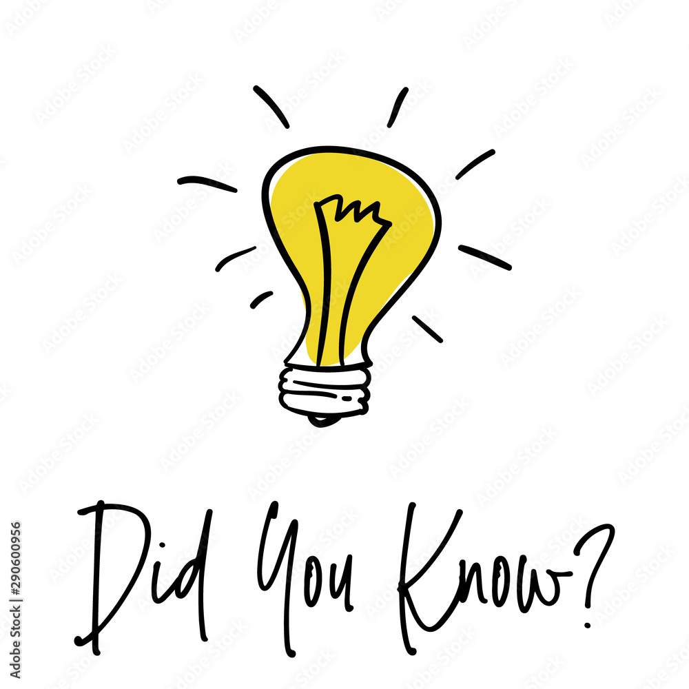 Poster did you know with bulb icon. did you know hand drawn text with bulb. vector illustration