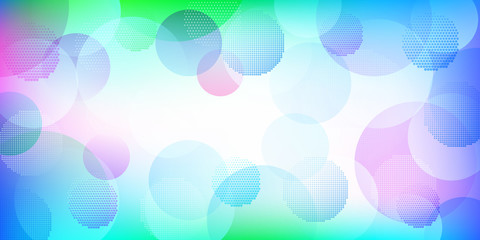 Abstract background of colored intersecting circles consisting of dots