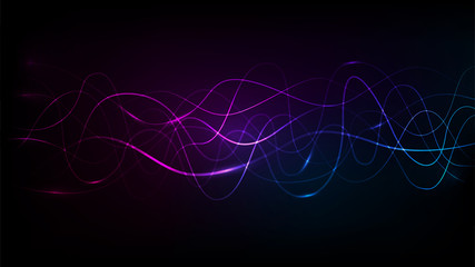 Abstract music wave. Background with a colored dynamic lines. EPS 10. Futuristic concept. Neon light.