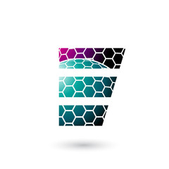 Green and Magenta Letter E with Honeycomb Pattern Illustration