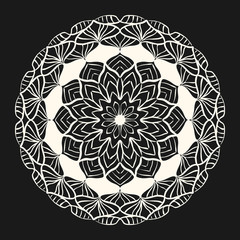 Ornamental abstract ethnic mandala element jn dark background. Vector illustration
