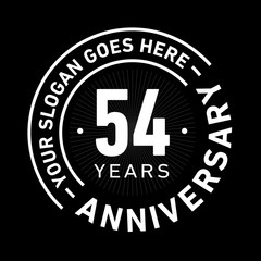 54 years anniversary logo template. Fifty-four years celebrating logotype. Black and white vector and illustration.
