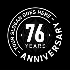 76 years anniversary logo template. Seventy-six years celebrating logotype. Black and white vector and illustration.