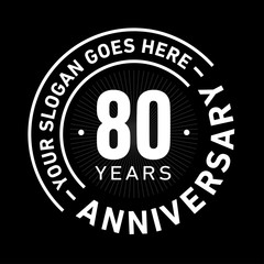 80 years anniversary logo template. Eighty years celebrating logotype. Black and white vector and illustration.
