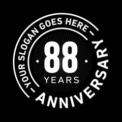 88 years anniversary logo template. Eighty-eight years celebrating logotype. Black and white vector and illustration.