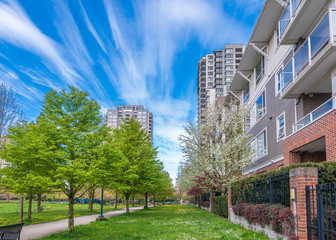 Modern Apartment Buildings in Vancouver, British Columbia, Canada.