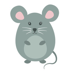 Cute grey mouse, vector illustration