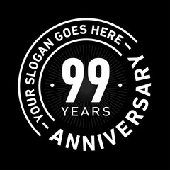 99 years anniversary logo template. Ninety-nine years celebrating logotype. Black and white vector and illustration.