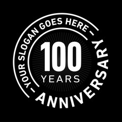 Fototapeta na wymiar 100 years anniversary logo template. One hundred years celebrating logotype. Black and white vector and illustration.