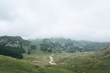 Beautiful view of a traditional mountain landscape in the north of Montenegro.