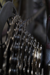 Fototapeta na wymiar bicycles chain with nine speeds