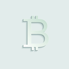  Bitcoin sign. Cryptocurrency symbol. cryptocurrency icon.  Blockchain-based secure cryptocurrency.  paper icon  with shadow  