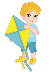Boy playing with kite