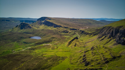 The dramatic landscape of the Quiraing on the Isle of Skye, Scotland