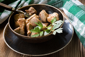 Stewed turkey meat.