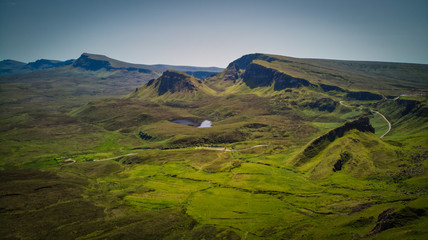 The dramatic landscape of the Quiraing on the Isle of Skye, Scotland
