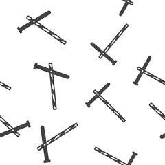 Vector icon set of barrier. The road  open and close barrier seamless pattern on a white background.