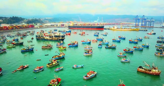 Landscape of boats in a sea