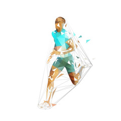 Running man, low polygonal vector illustration. Abstract geometric runner, side view