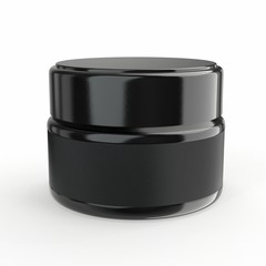 3D rendering Realistic cosmetic jar with lid and label on a white background. Cosmetic template for cream mock up.