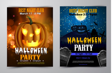 Halloween party flyer set vector