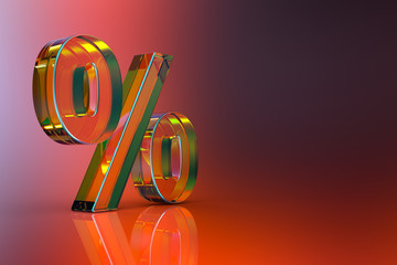 Percent sign. 3d Rendering with HDR quality