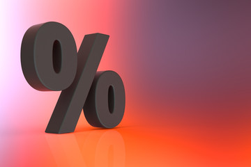 Percent sign. 3d Rendering with HDR quality