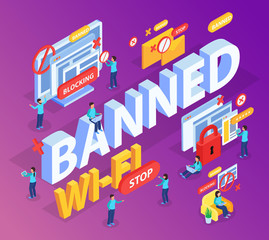 Obraz premium Internet Blocking Isometric Composition