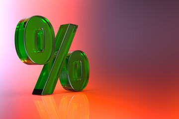 Percent sign. 3d Rendering with HDR quality