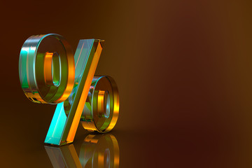 Percent sign. 3d Rendering with HDR quality