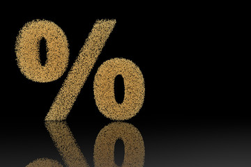 Percent sign. 3d Rendering with HDR quality