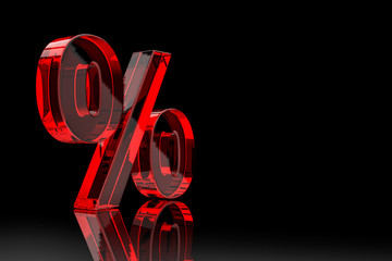 Percent sign. 3d Rendering with HDR quality