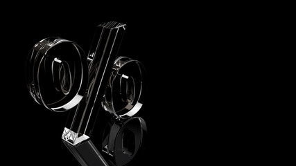 Percent sign. 3d Rendering with HDR quality