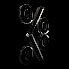 Percent sign. 3d Rendering with HDR quality