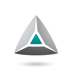 Grey and Green 3d Pyramidical Shape Illustration