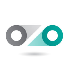 Grey and Green Double Letter O Illustration
