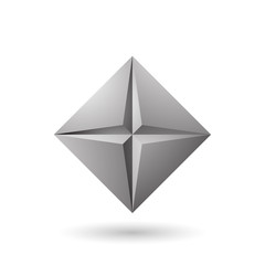 Grey Diamond Icon with a Star Shape Illustration