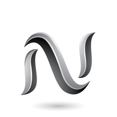 Grey Glossy Snake Shaped Letter N Illustration