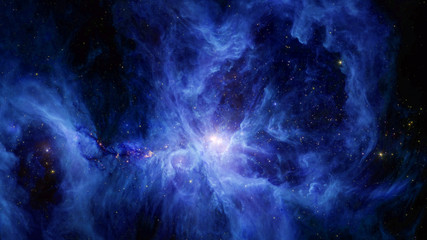 The Sword of Orion nebula at blue light. Science astronomy concept wallpaper. Elements of this image were furnished by NASA, ESA - obrazy, fototapety, plakaty