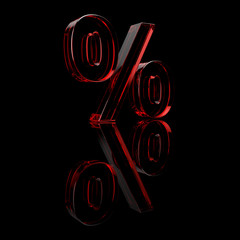 Percent sign. 3d Rendering with HDR quality