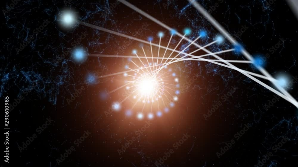 Wall mural artistic dna structure rotation in digital cyberspace. animation background.