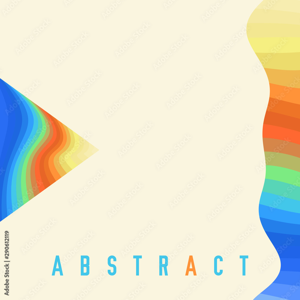 Poster Abstract squaretemplate with multicolored striped triangle and wavy line