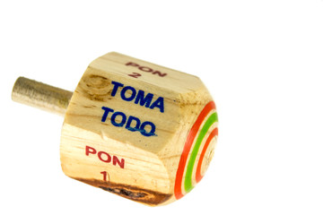 Traditional pirinola mexican handcrafted wooden toy with titles in spanish 