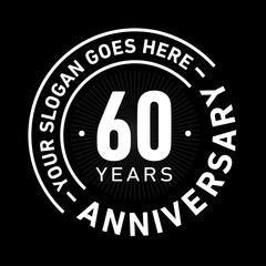 60 years anniversary logo template. Sixty years celebrating logotype. Black and white vector and illustration.