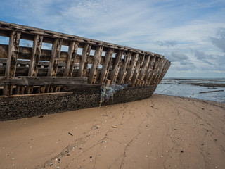 landscape of Beaches with sea and boat crashes , Pattaya Thailand .