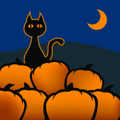 Silhouette_pumpkin field_cat_halfmoon_halloween_theme__by jziprian