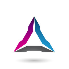 Magenta Blue and Black Spiked Triangle Illustration
