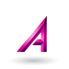 Magenta Bold and Curvy Geometrical Letter A Illustration